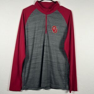 🏈 OKLAHOMA SOONERS Quarter Zip Pullover Lightweight Sweatshirt - Men Sz L - EUC